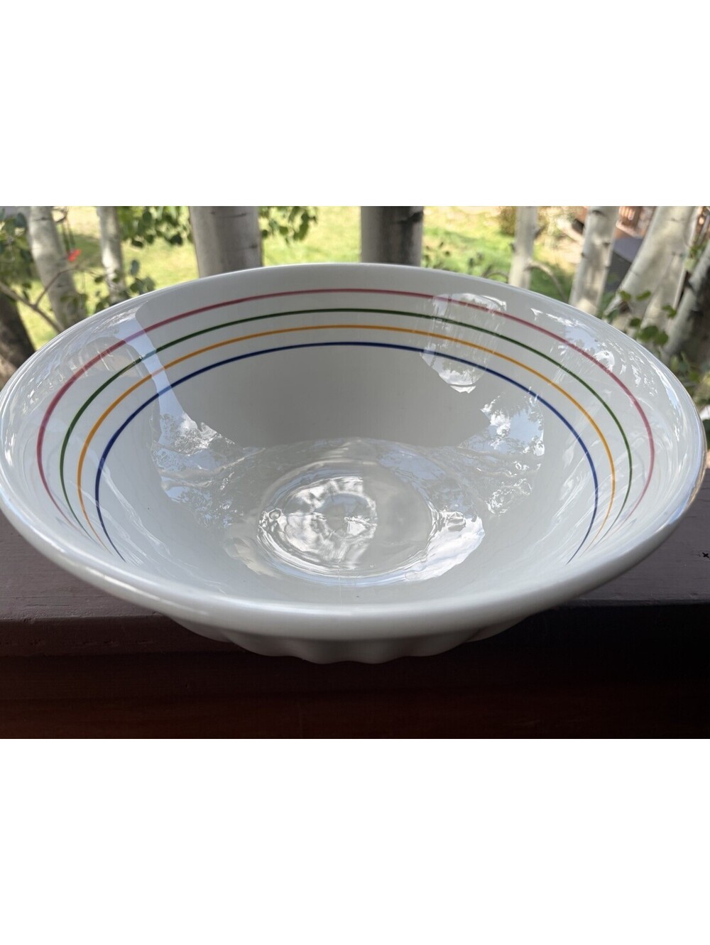 VTG Large 15” D LA PRIMULA Serving Bowl Made in Italy-rainbow Stripe Scalloped